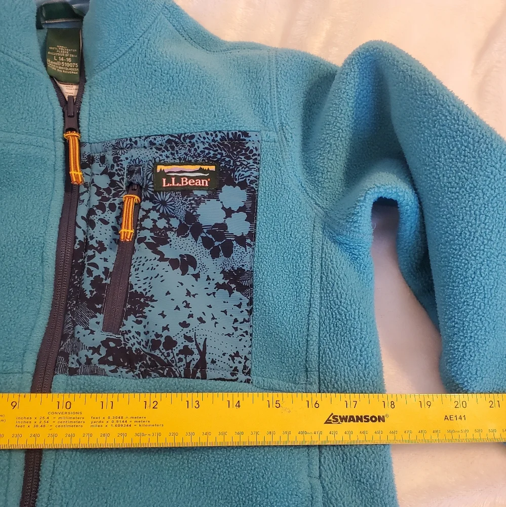 Kids LL Bean Blue Fleece Zippered  Jacket Size  14-16 Big Kid